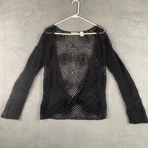 Y2k Laura Ashley Whimsygoth Witchy Black Crochet Top Boho  Coastal Size Small